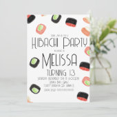 Invitation Aquarelle Sushi Ado Anniversaire Hibachi Restauran (Debout devant)