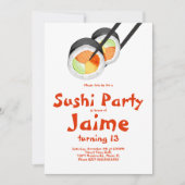 Invitation Aquarelle Sushi Rolls Ado Anniversaire Hibachi (Devant)