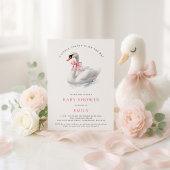 Invitation Aquarelle Swan Baby shower Bow rose