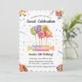 Invitation Aquarelle Sweet Celebration Candy pour enfants Ann (Debout devant)