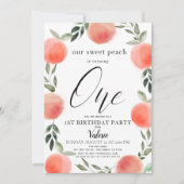 Invitation Aquarelle Sweet Peach 1er Anniversaire (Devant)