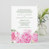 Invitation Aquarelle Sweet Pink Peonies | Mariage (Debout devant)