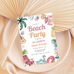Invitation Aquarelle Sweet sixteen de plage d'été<br><div class="desc">Jetez une fête de plage pour le doux seizième anniversaire de votre fille avec cette invitation cool et chic avec des éléments d'été aquarelle.</div>