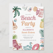 Invitation Aquarelle Sweet sixteen de plage d'été (Devant)