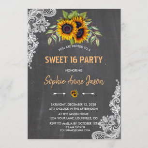 Invitation Aquarelle Sweet sixteen de tableau de bord des tou