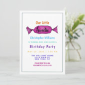 Invitation Aquarelle Sweetie Colorée Bonbons fête d'anniversa (Debout devant)
