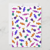 Invitation Aquarelle Sweetie Colorée Bonbons fête d'anniversa (Dos)