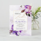 Invitation Aquarelle Sweetpeas Violet Violet Bridal Lunchoen (Debout devant)