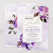 Invitation Aquarelle Sweetpeas Violet Violet Bridal Lunchoen (Devant / Derrière)