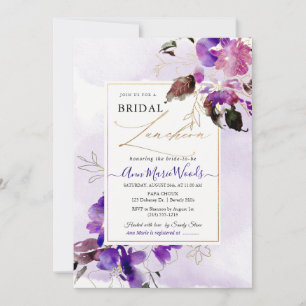 Invitation Aquarelle Sweetpeas Violet Violet Bridal Lunchoen