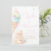 Invitation Aquarelle Sweets Girl Two Sweet Anniversaire (Debout devant)