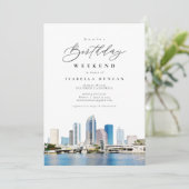 Invitation Aquarelle Tampa Florida Coast Skyline Anniversaire (Debout devant)