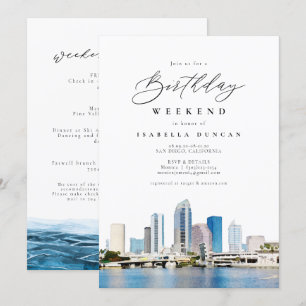 Invitation Aquarelle Tampa Florida Coast Skyline Anniversaire