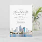 Invitation Aquarelle Tampa Floride Skyline Ocean Tropical (Debout devant)
