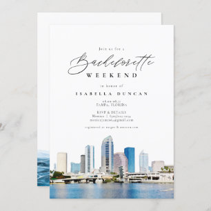 Invitation Aquarelle Tampa Floride Skyline Ocean Tropical