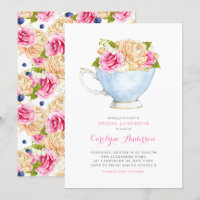 Aquarelle Teacup Bouquet Fleurs Déjeuner nuptial