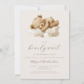 Invitation Aquarelle Teddy Bear Baby shower beige tout-en-un (Devant)