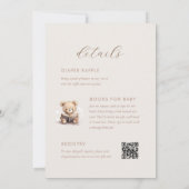 Invitation Aquarelle Teddy Bear Baby shower beige tout-en-un (Dos)