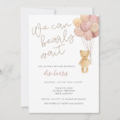 Invitation Aquarelle Teddy Bear Baby shower de ballons (Devant)