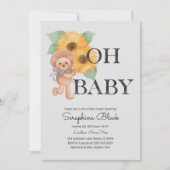Invitation Aquarelle Teddy Bear Baby shower de tournesol (Devant)