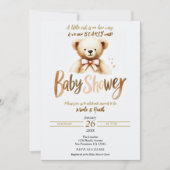 Invitation Aquarelle Teddy Bear Bearly Wait Baby shower (Devant)