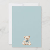 Invitation Aquarelle Teddy Bear Boy Baby shower bleu (Dos)