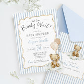 Invitation Aquarelle Teddy Ours Bébé Attendre bébé garçon dou
