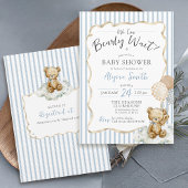 Invitation Aquarelle Teddy Ours Bébé Attendre bébé garçon dou