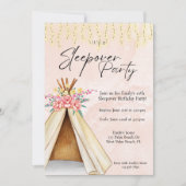 Invitation Aquarelle Teepee Tent Slepover Anniversaire Fête D (Devant)