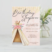 Invitation Aquarelle Teepee Tente Sbayak fête Anniversaire (Debout devant)