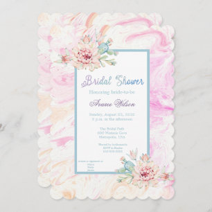 Invitation Aquarelle Teinture et Fleurs Coton Candy Couleurs