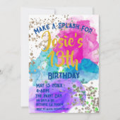 Invitation Aquarelle teinture teinture teint Splash Anniversa (Devant)
