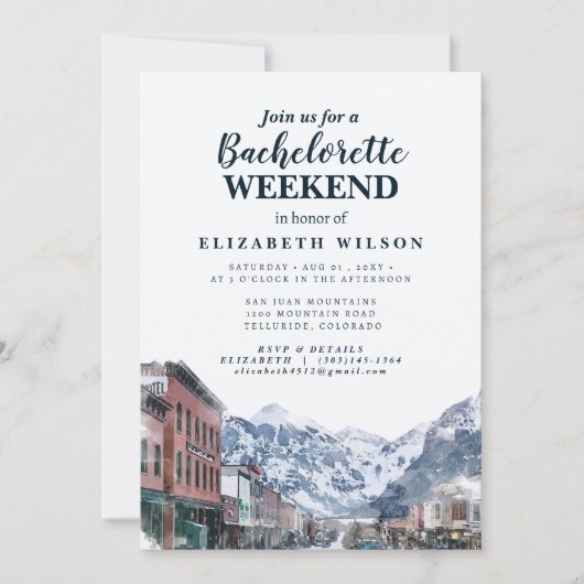 Invitation Aquarelle Telluride Co Bachelorette Mountain (Devant)