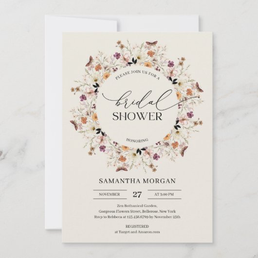 Invitation Aquarelle tendance automne fleur sauvage Fête des  (Devant)