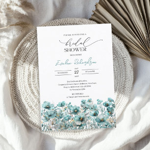Invitation Aquarelle tendance bleu printemps fleur sauvage