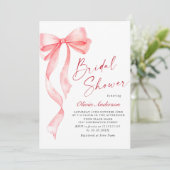 Invitation Aquarelle tendance Bow rose Fête des mariées coque (Debout devant)