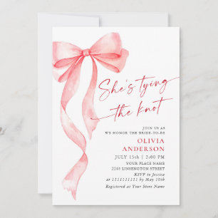 Invitation Aquarelle tendance Bow rose Fête des mariées coque