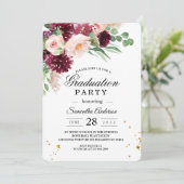 Invitation Aquarelle tendance Burgundy Blush Rose Floral (Debout devant)