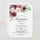 Invitation Aquarelle tendance Burgundy Blush Rose Floral (Devant)