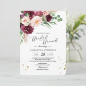 Invitation Aquarelle tendance Burgundy Blush Rose Floral  (Debout devant)