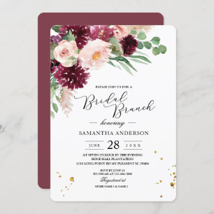 Invitation Aquarelle tendance Burgundy Blush Rose Floral