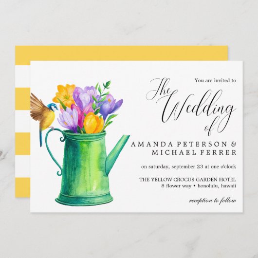 Invitation Aquarelle tendance Fleurs arrosage peut mariage (Devant / Derrière)