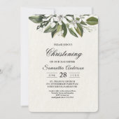 Invitation Aquarelle tendance Fleurs blanches & Feuilles (Devant)