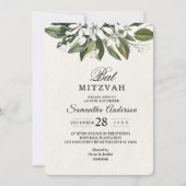 Invitation Aquarelle tendance Fleurs blanches & Feuilles (Devant)