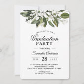 Invitation Aquarelle tendance Fleurs blanches & Feuilles (Devant)