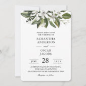 Invitation Aquarelle tendance Fleurs blanches & Feuilles (Devant)