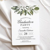 Invitation Aquarelle tendance Fleurs blanches & Feuilles