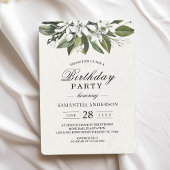 Invitation Aquarelle tendance Fleurs blanches & Feuilles