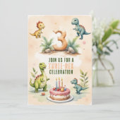 Invitation Aquarelle tendance Trois Rex Troisième 3D Annivers (Debout devant)