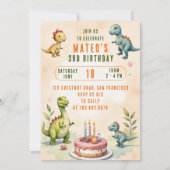 Invitation Aquarelle tendance Trois Rex Troisième 3D Annivers (Dos)